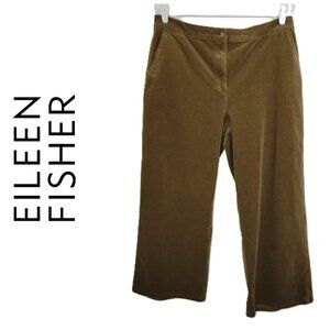 Eileen Fisher Cotton Stretch Corduroy Wide Leg Pants Serpentine Brown Women's L